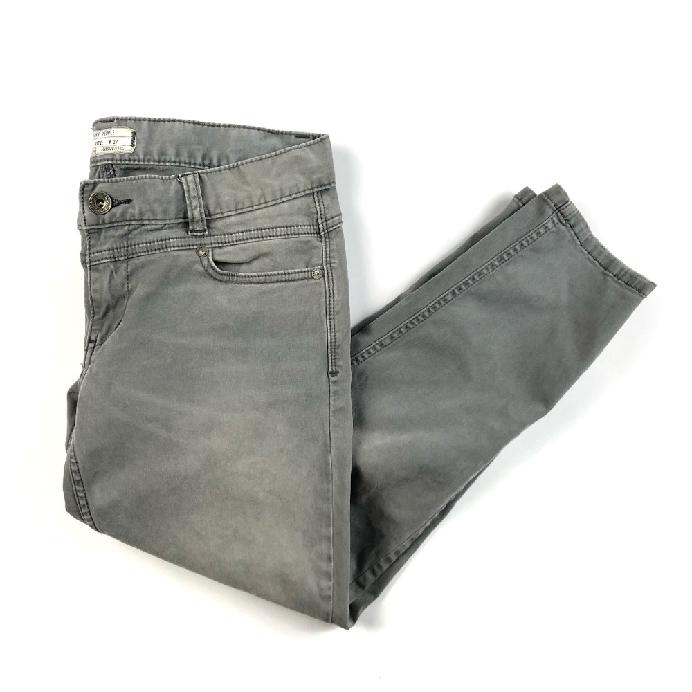 Free People Gray Distressed Crop Skinny Jeans 27